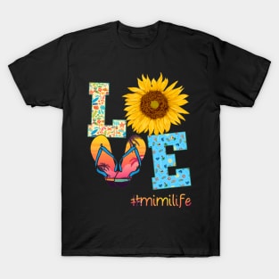 LOVE Mimi Life Flip Flops Hippie Sunflower Summer T-Shirt